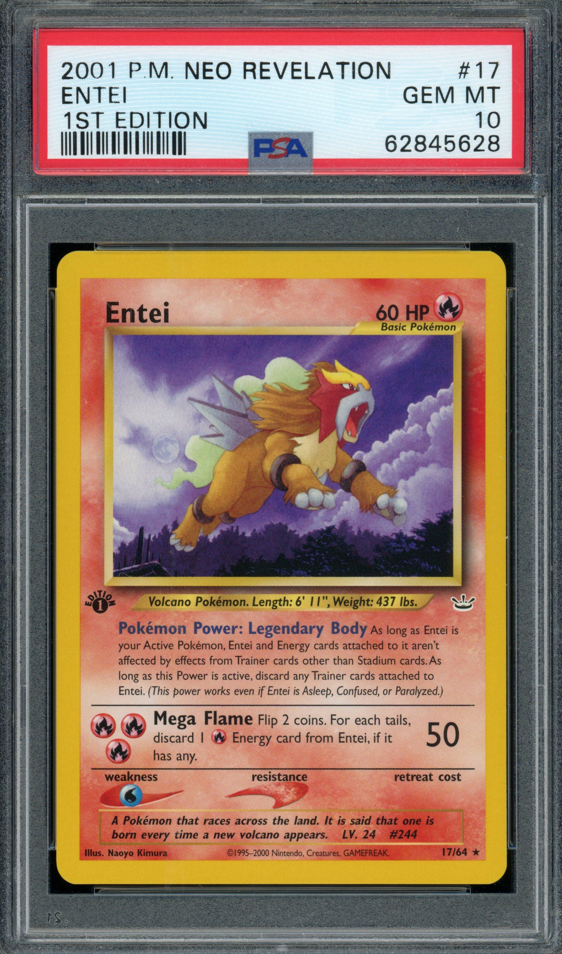 PSA 10 2001 Pokémon Neo Revelation 17 Entei 1st Edition Rare Candy