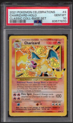 2021 Pokémon Celebrations Classic Collection Charizard Holo 4 PSA 10