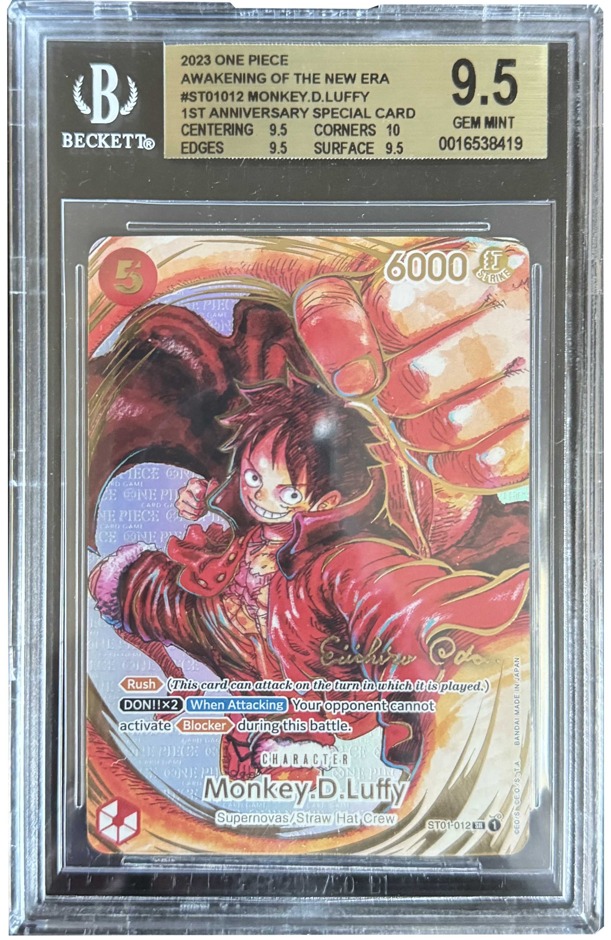 One Piece TCG Monkey D. Luffy Oda Signed 1st Anniversary