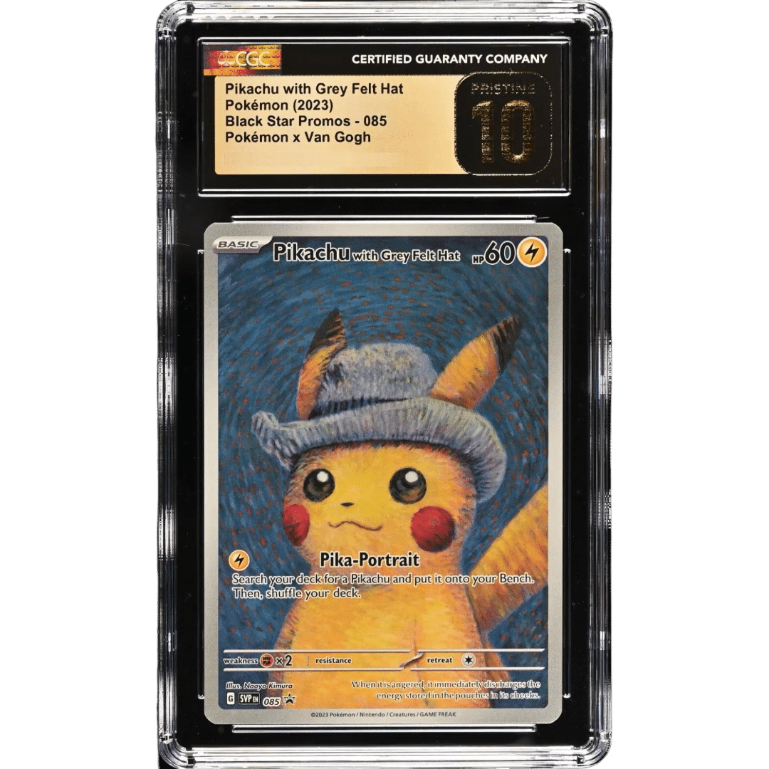 Pokemon Pikachu W Grey Felt Hat Pokemon X Van Gogh Cgc Pristine