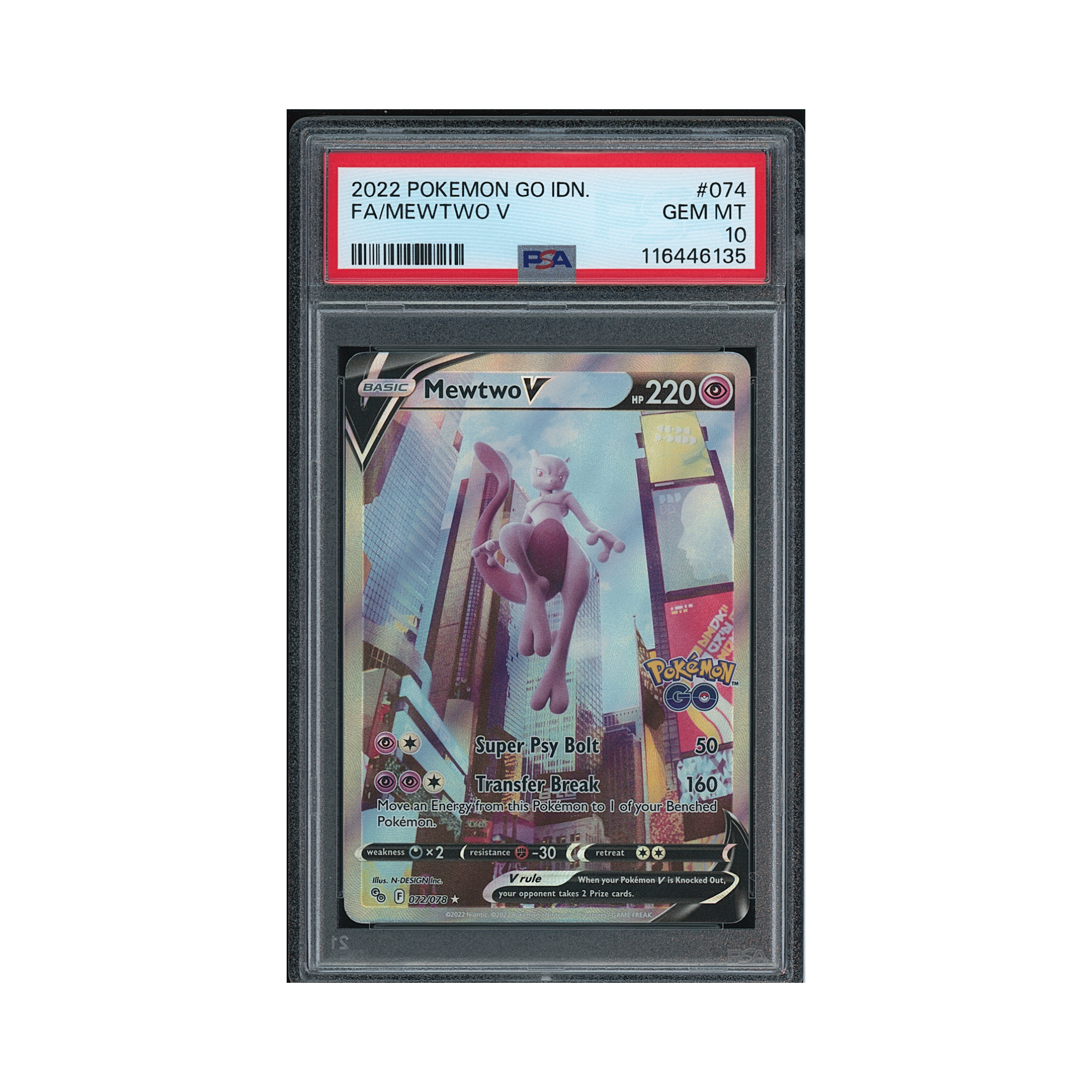 2022 Pokemon Go Mewtwo V #072 PSA 10 (Misslabel)<!-- --> | Rare Candy