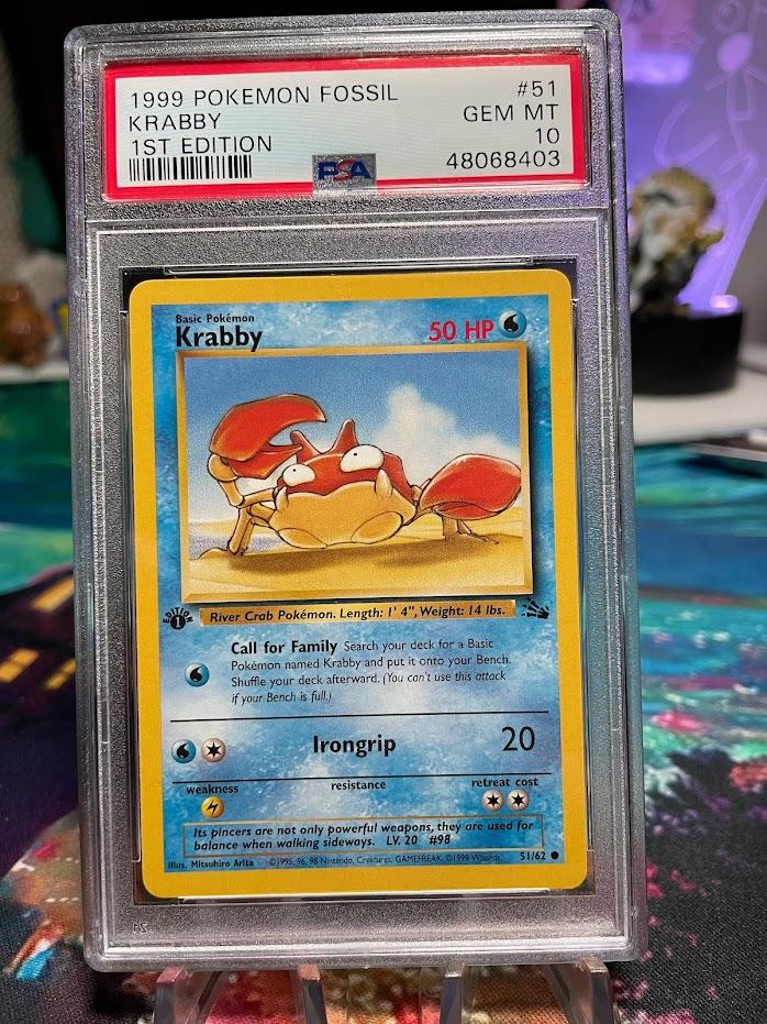 PSA 10 1999 Pokémon Fossil #51 Krabby 1st Edition | Rare Candy