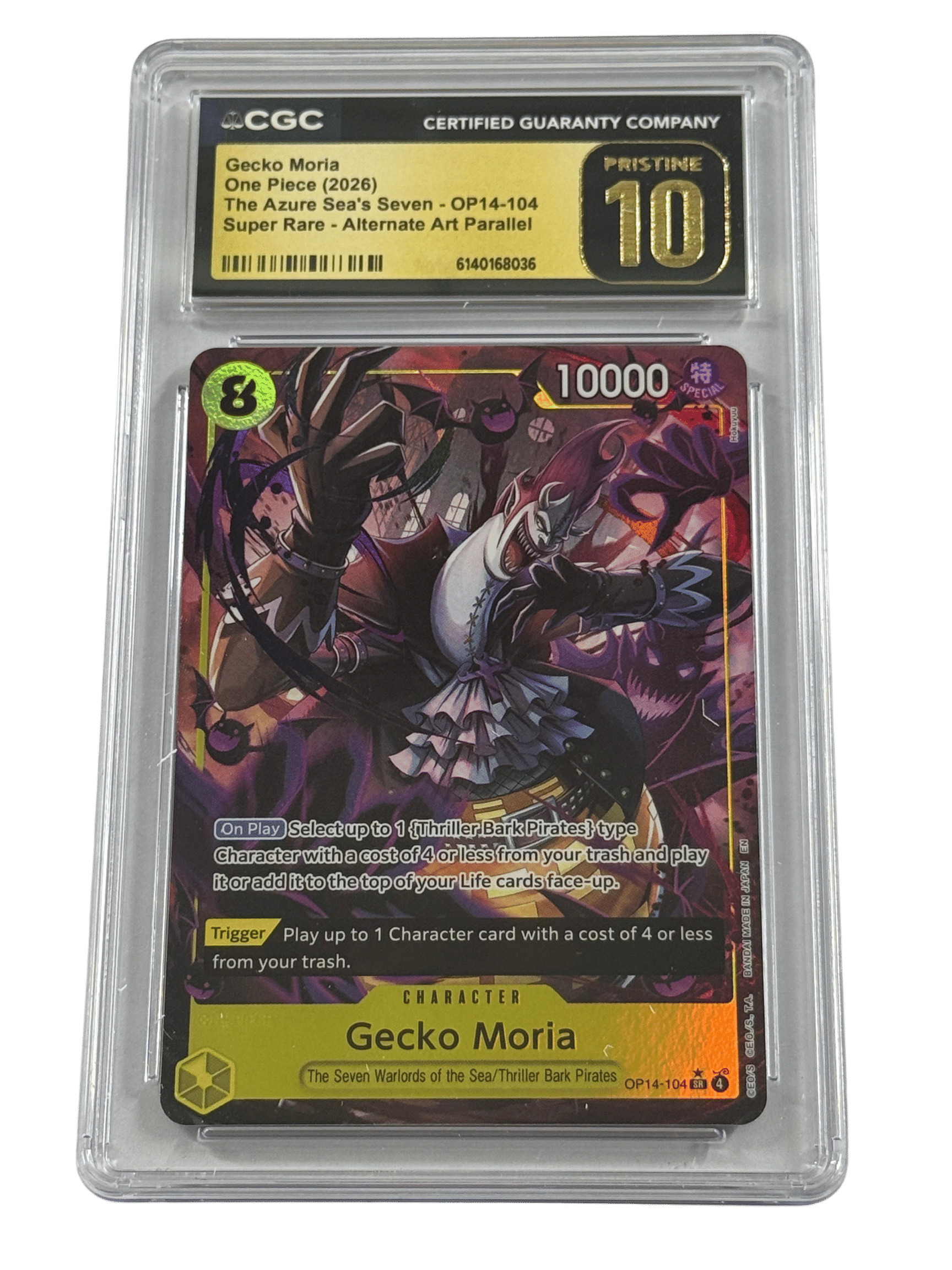 one piece card game gecko moria (OP06-080) Alternative Art Black Yellow Card Type Gecko Moria (SP) (ST03-004) -
